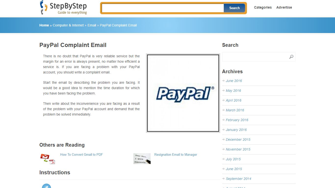 PayPal Complaint Email - STEPBYSTEP